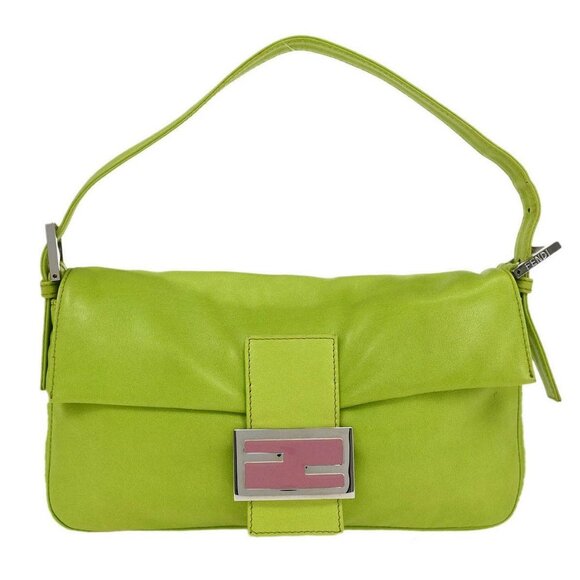 Fendi Green Lambskin Baguette Handbag 2348 26424-008 125003 - Picture 1 of 9